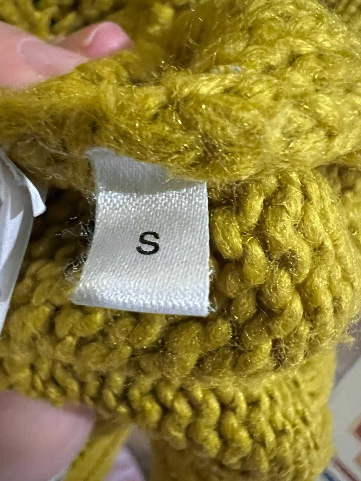 bluza pulover gros dama culoare galben mustar C&A marimea S tricotat