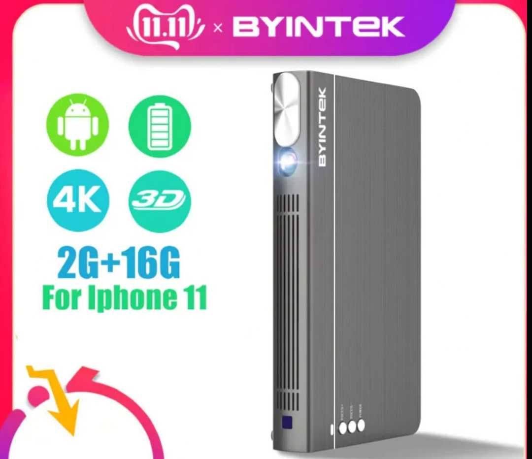 Проектор byntek ufo p12 (портативный, с аккумулятором)