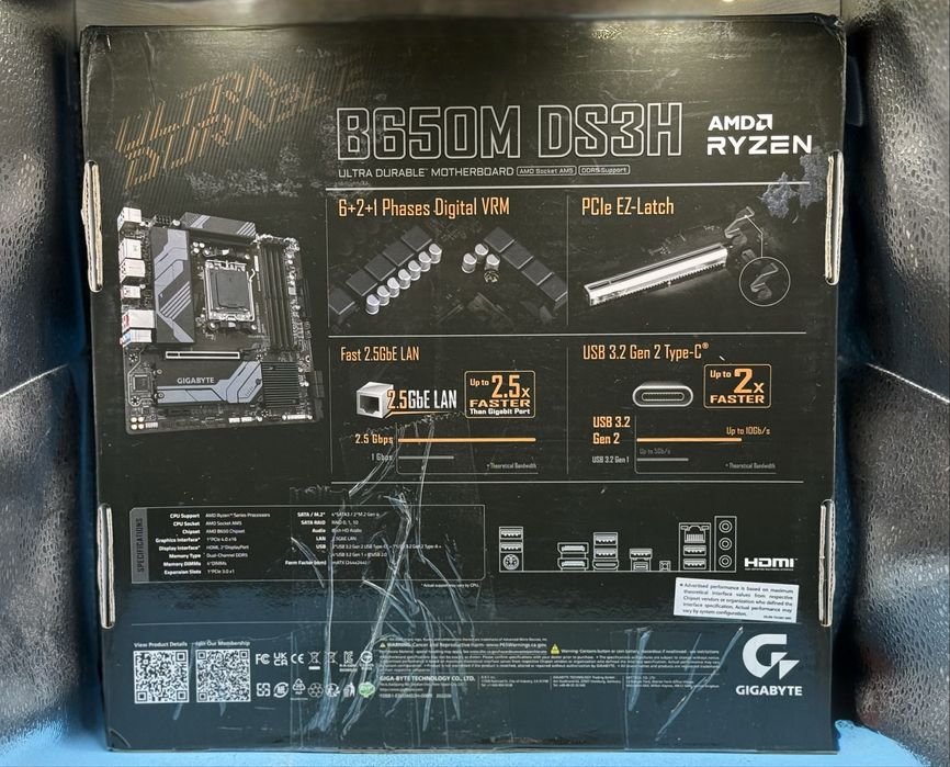 НОВО!!! Дънна платка Gigabyte, B650M DS3H, Socket AM5, mATX
