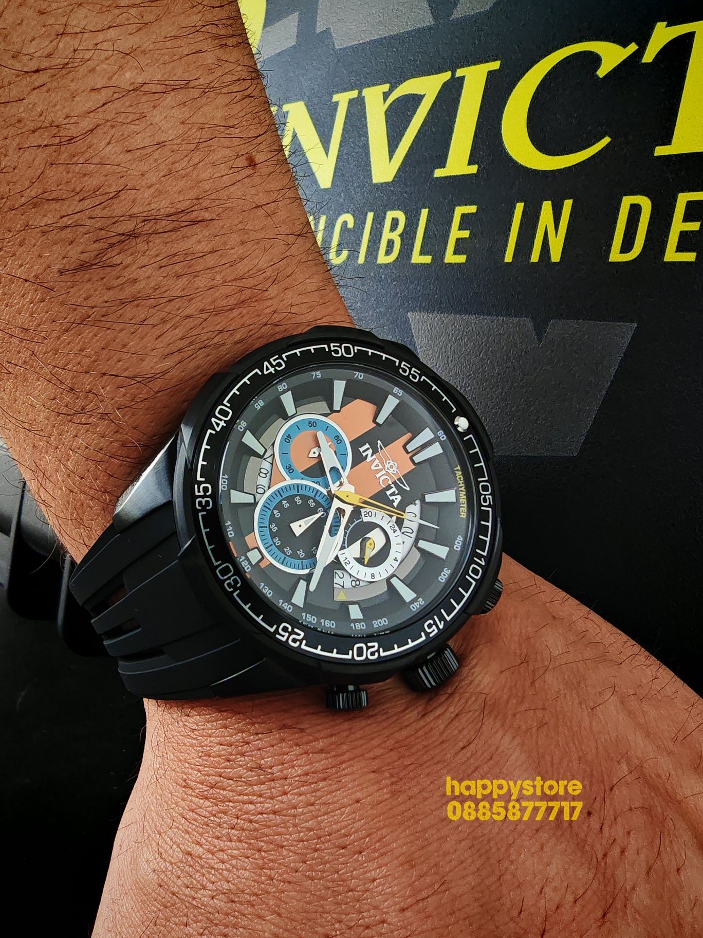 часовник INVICTA Racing Black 50 mm, Инвикта нов, ръчен часовник