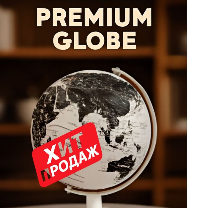 Глобус настольный декоративный чёрно-белый