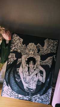 Tablou devilman crybaby pictat cu acrilice pe pânză . Neîntrămat.