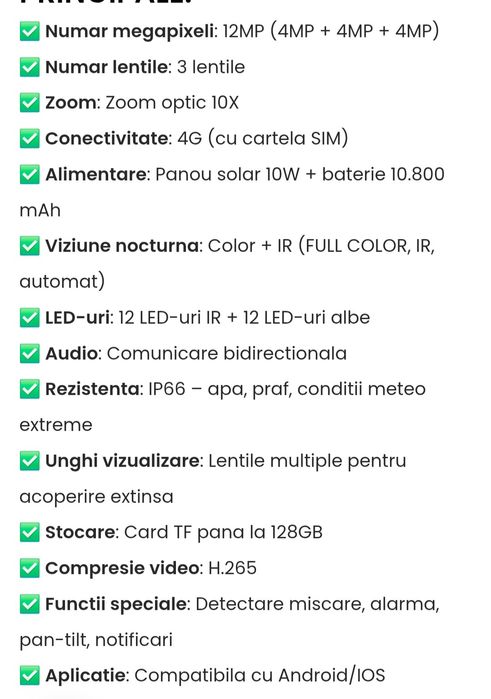 Camera de supraveghere solara 4G