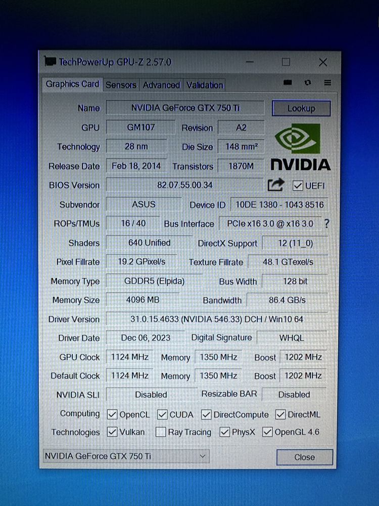 Placa video Nvidia Gtx 750ti 4gb ddr5
