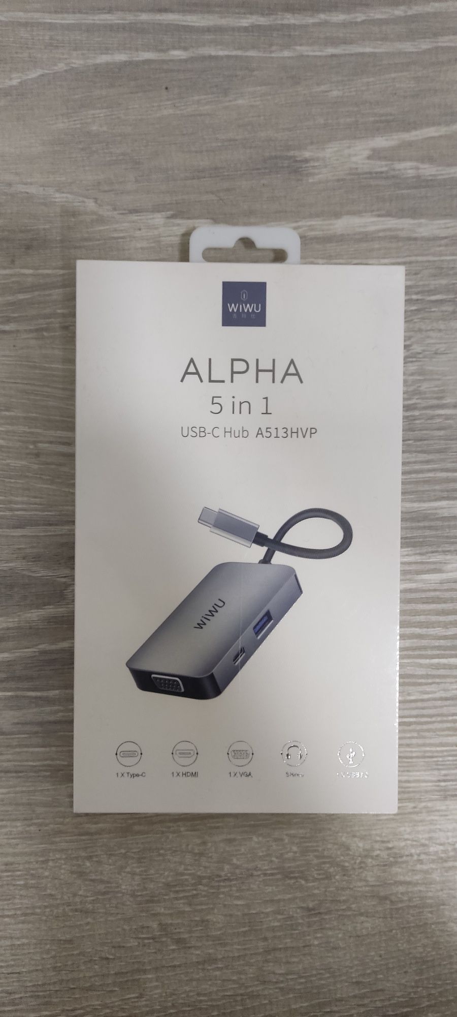 Хаб WiWU Alpha 513HVP Type-C to USB 3.0 + HDMI + VGA + AUX 3.5 + Type-