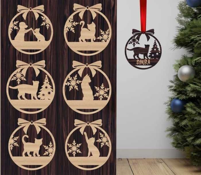 Decoratiune din lemn Glob Simba (pt pisici) 9x10cm