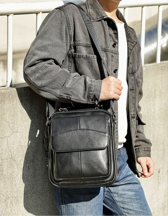 -20%Промоция•Традиционна и Делова мъжка чанта/Премиум черна ест. кожа!