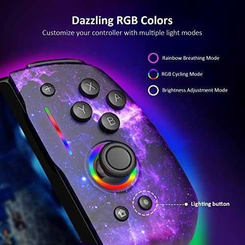 Нов NexiGo Gripcon Gen 2 Ергономичен контролер за Switch със светлини