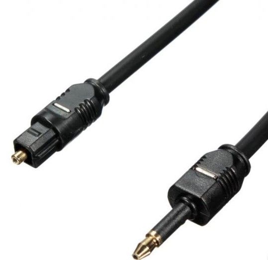 Аудио оптичен кабел с мъжки Toslink конектор и мъжки 3.5мм оптичен жак