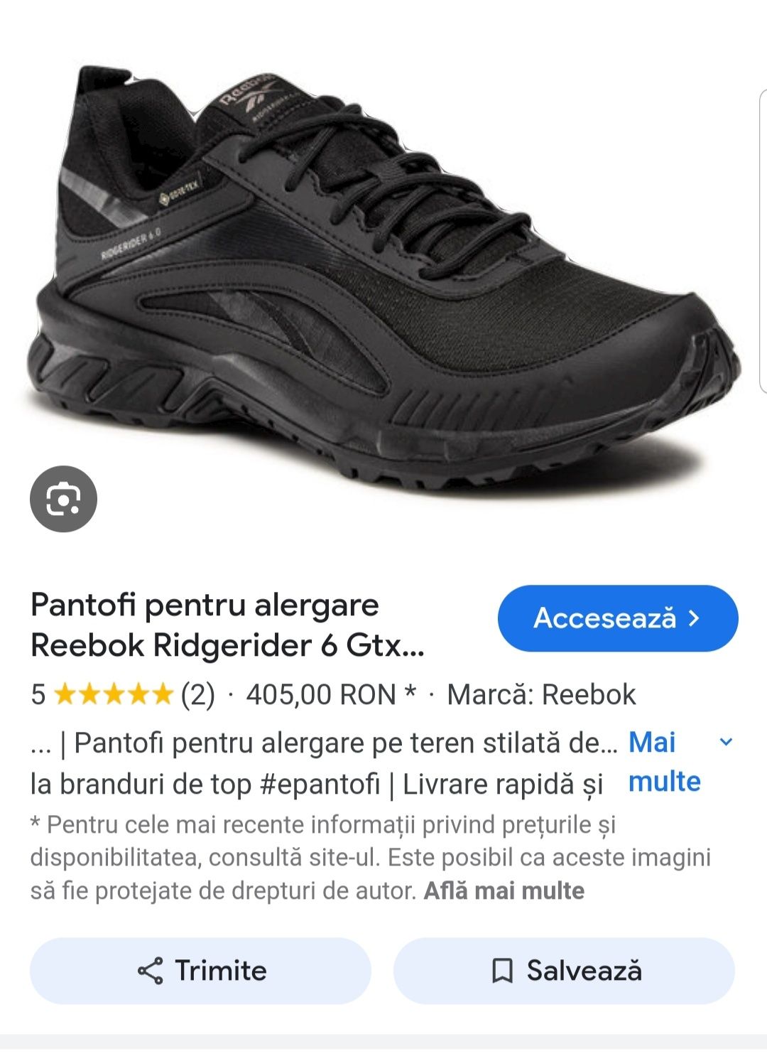 Ghete REEBOK Ridgerider 6 GORE-TEX Negru trekking  running nr 42, 5 EU
