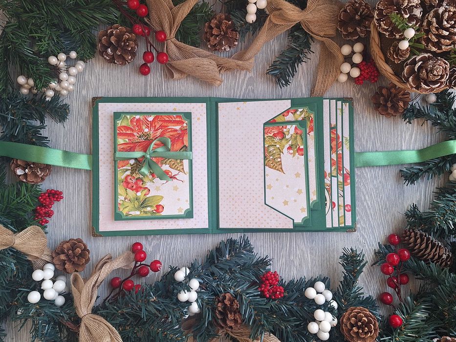 Коледен скрапбук албум "Коледен блясък" в зелено /48.20