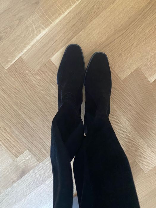 cizme peste genunchi piele intoarsa zara