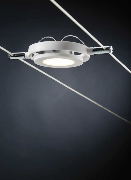 SET 6x spot lustra pe cablu LED/4W ROUNDMAC, albă Paulmann, 5m