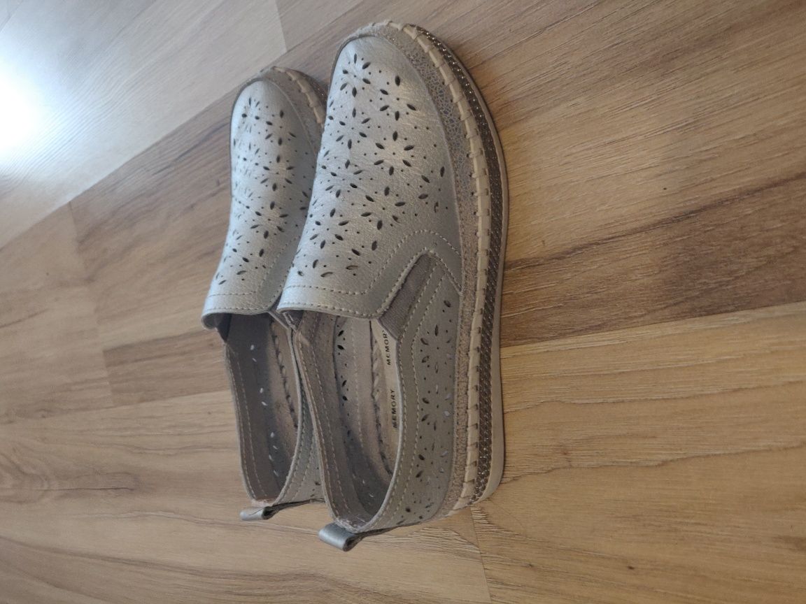 Pantofi/slip-on piele naturală argintii