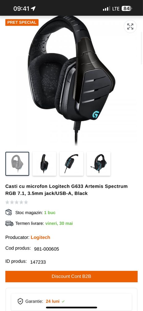 Casti  Logitech G633 Artemis Spectrum jack\USB
