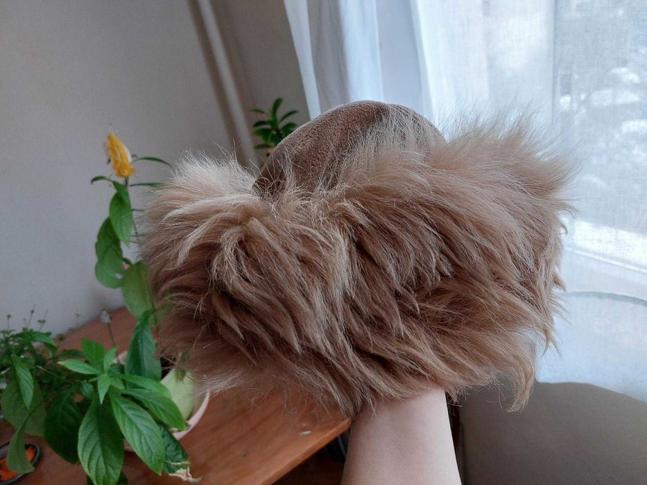 Шапка естествена кожа & кожа с косъм