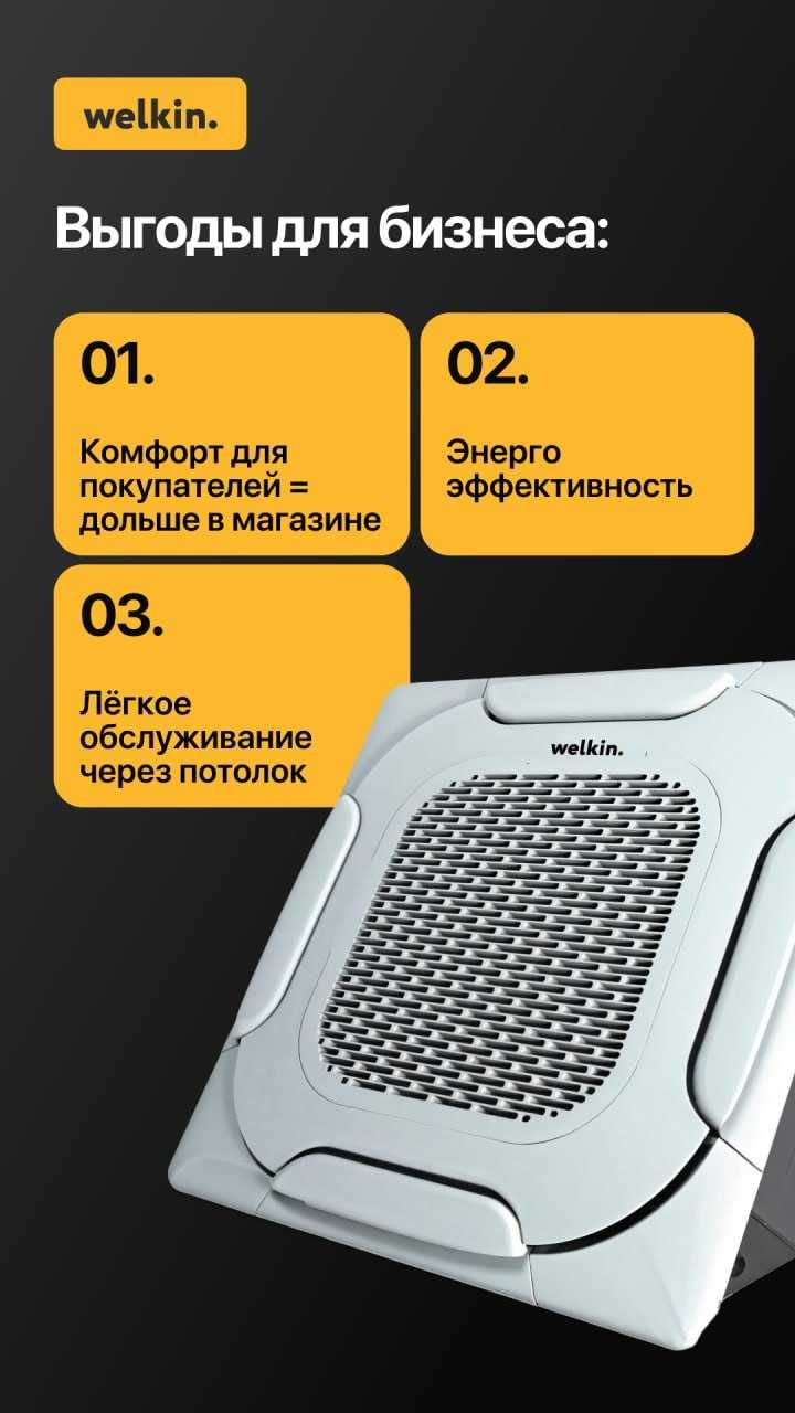 Кассетный фанкоил Welkin 4-Х поточный WKAS4-850RA В НАЛИЧИИ!