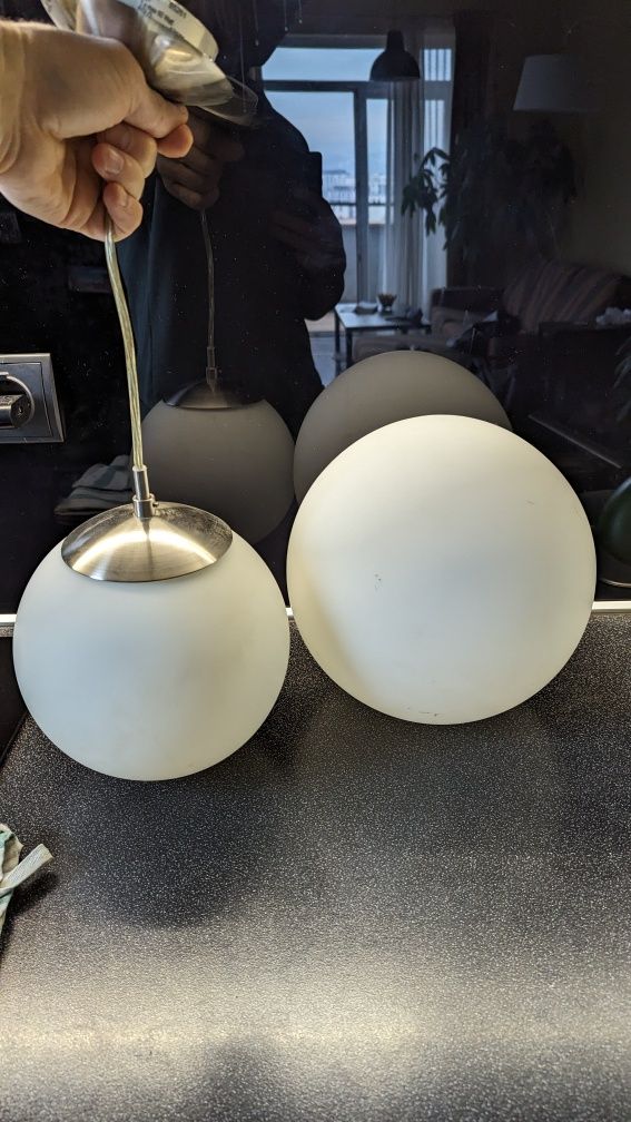 Lampadare sfera alb mat (2 bucăți)