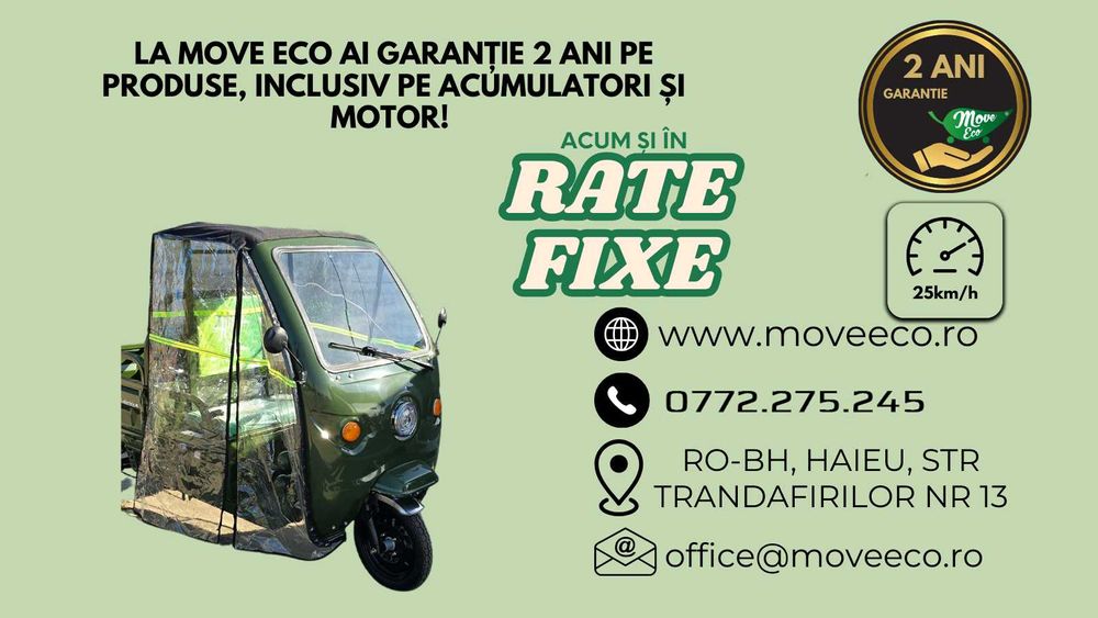 Triciclu electric adulti 60V-45Ah omologat Move-Eco - Cabina Optional