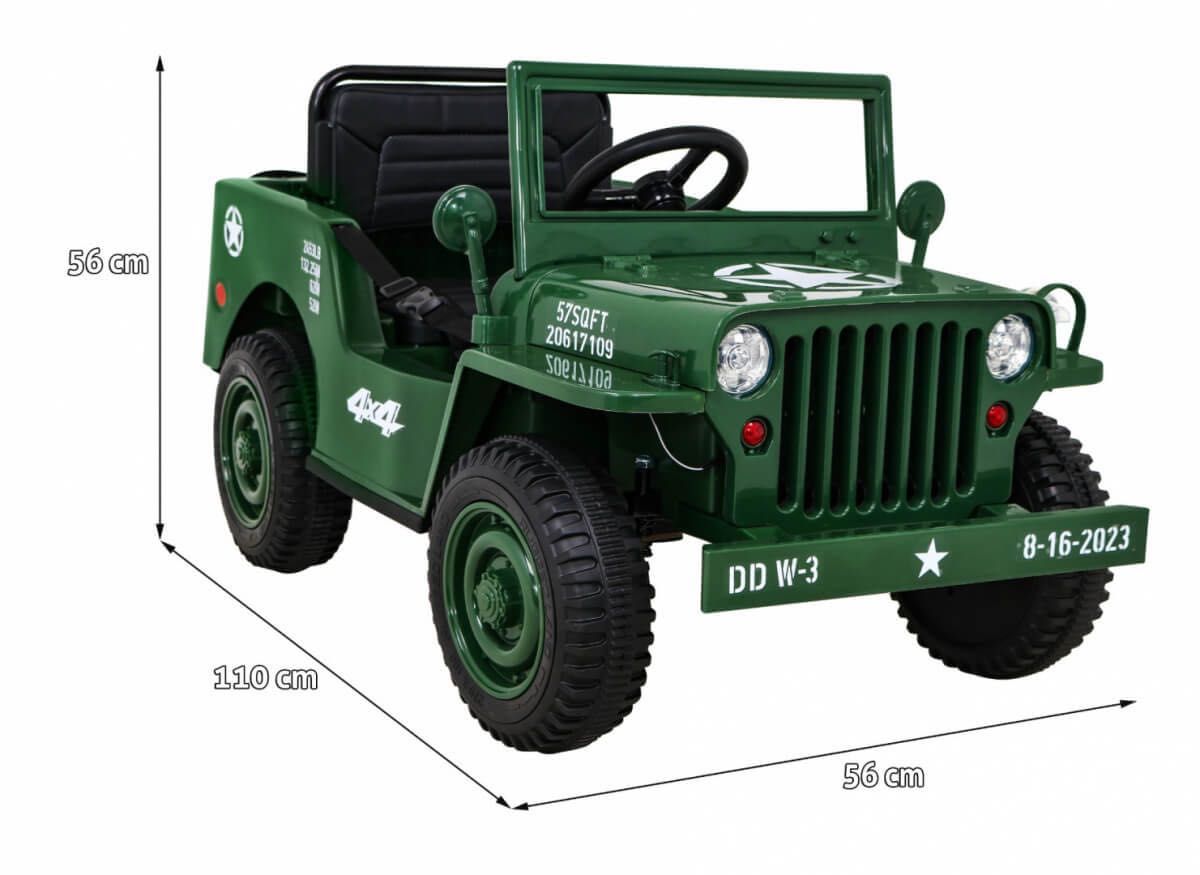 Masinuta electrica pt copii JEEP Militar cu un loc (103) Verde inchis