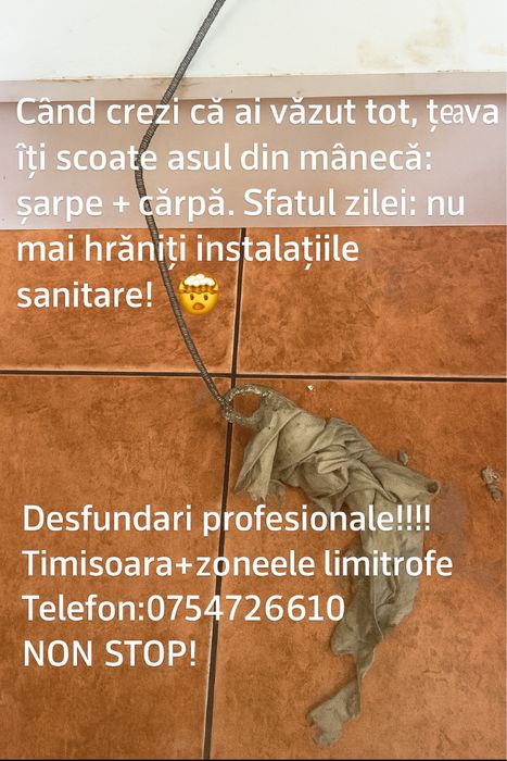 Servicii profesionale de desfundat tevi si canalizare-Timisoara