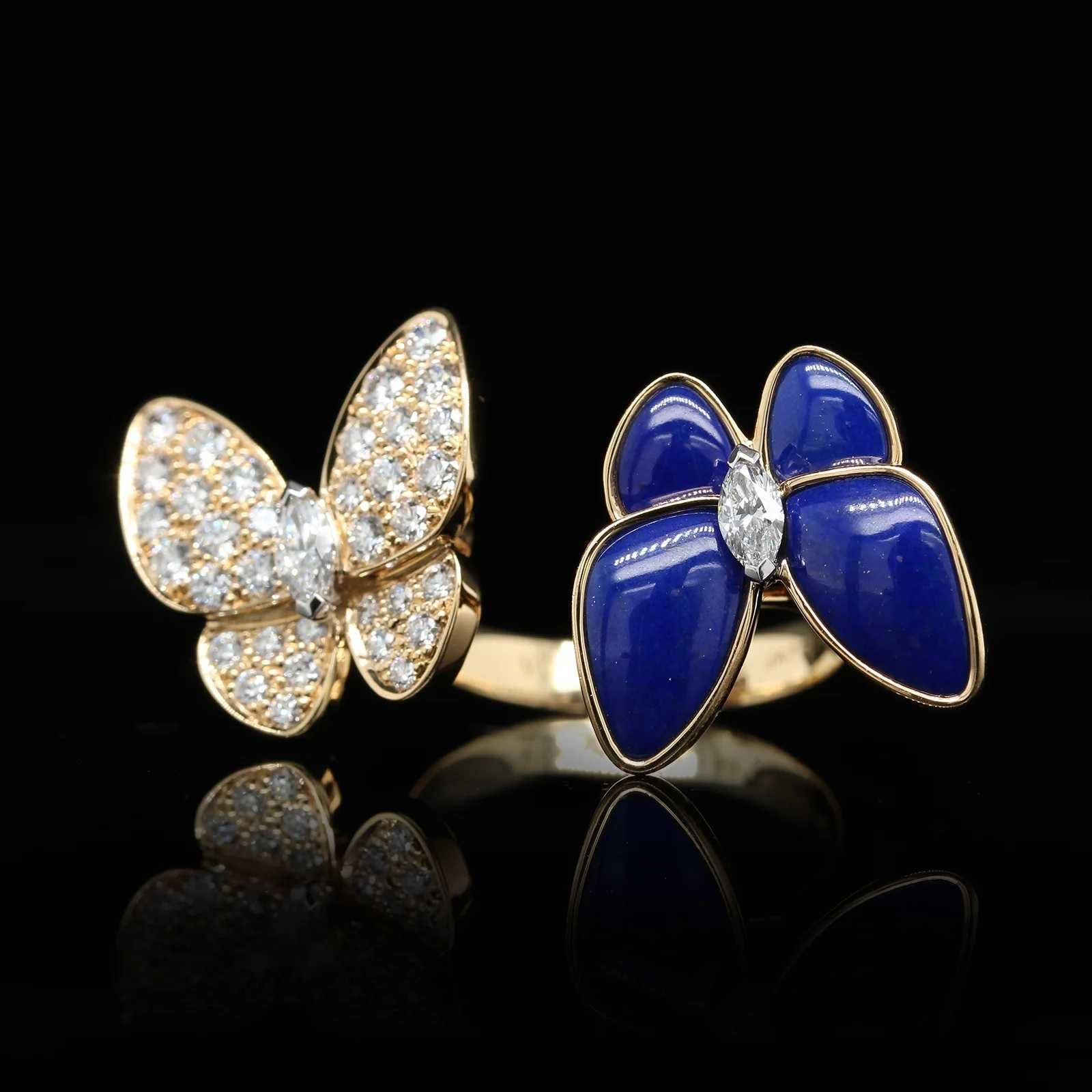 Van Cleef & Arpels VCA Gold Diamond Blue Two Butterfly Дамски Пръстен