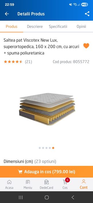 Saltea Superortopedică Viscotex 160x200