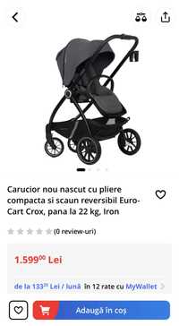 Carucior Nou Nascut Crox Pro Eurocart , Scaun Reversibil, 0-22 kg