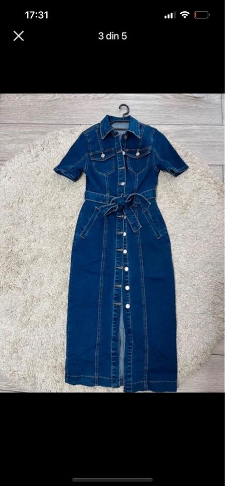 Rochie denim, midi, de pe shein