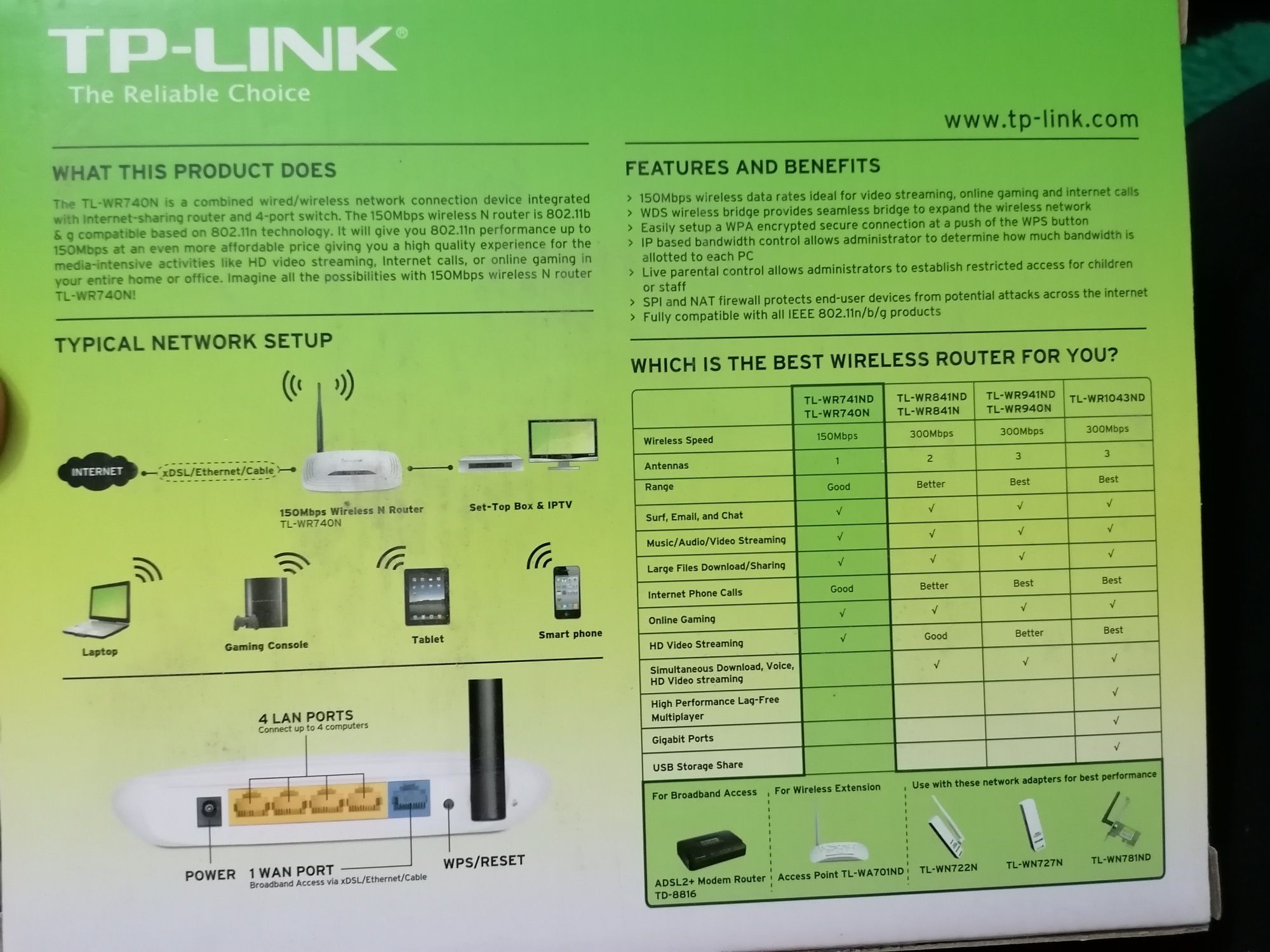 Рутер TP LINK модел TL-WR740N