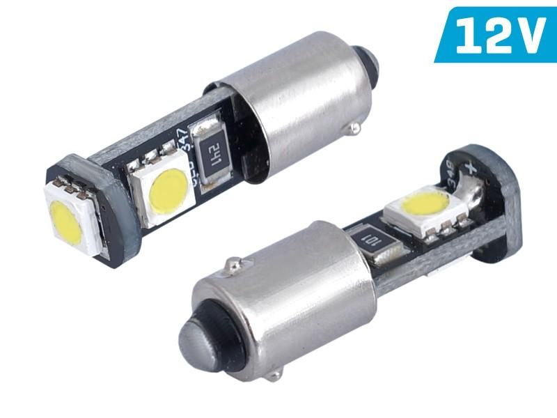 крушка vision h6w bax9s 12v 3x 5050 smd led, canbus, бяла, 2 броя ...