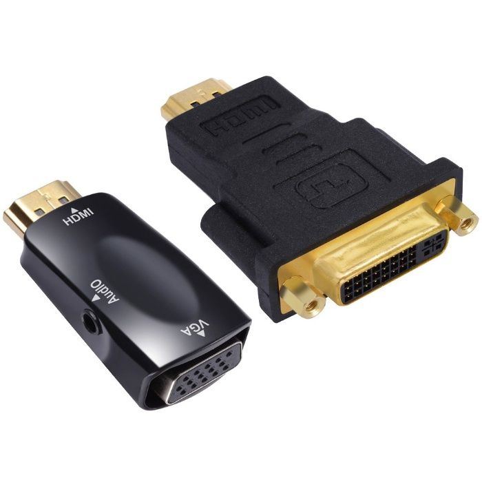 Adaptoare video HDMI male VGA Female, HDMI male - DVI female 2 in 1