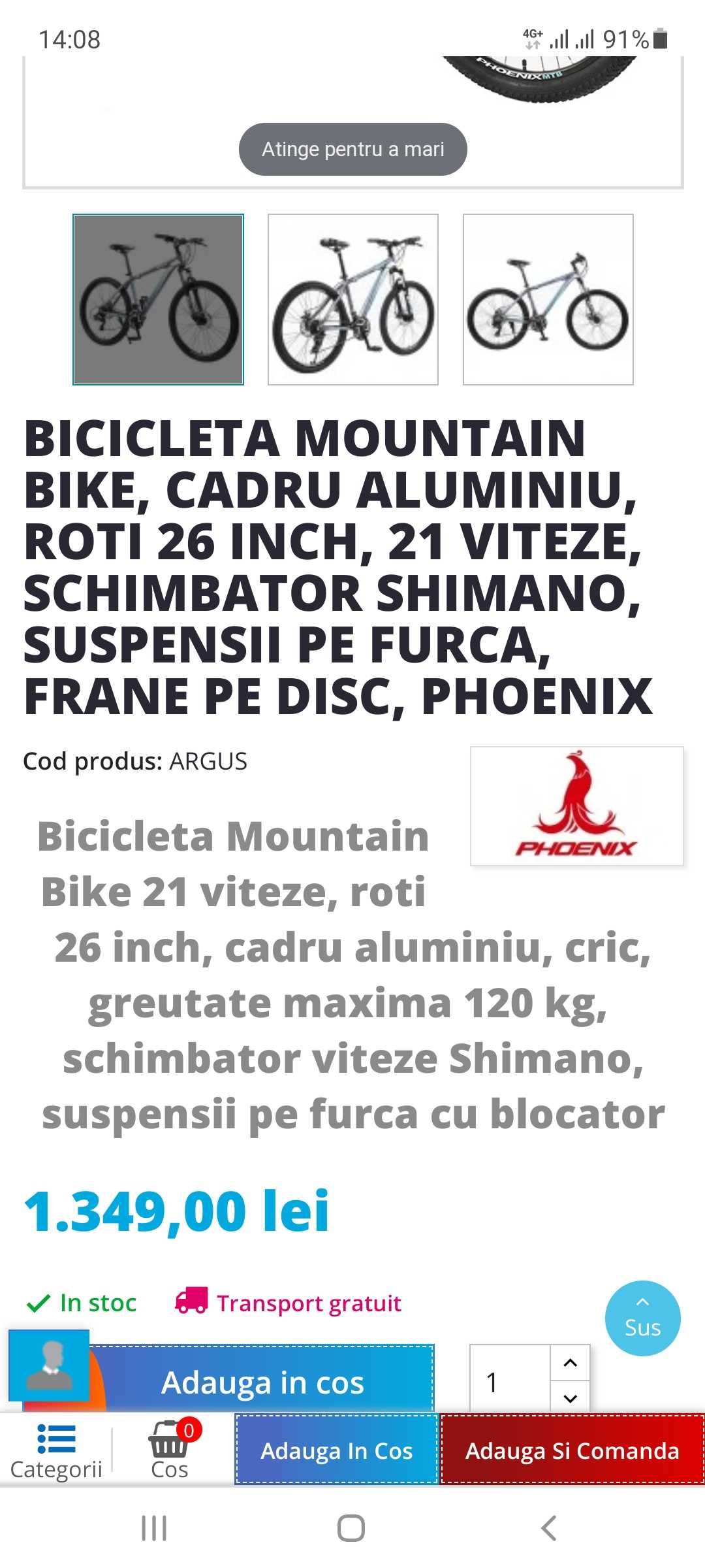 Bici rockrider 5.1 aluminiu,roti 26",usoara,perfect functionala