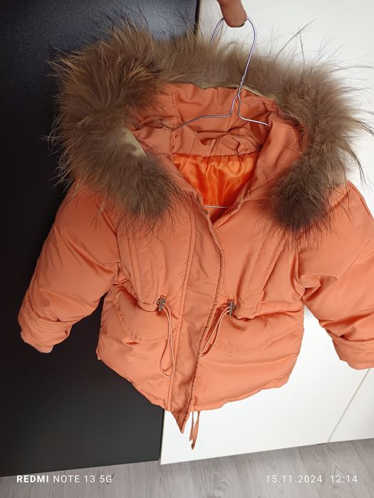 Combinezon cu umplutura din puf de gâscă+blana naturala