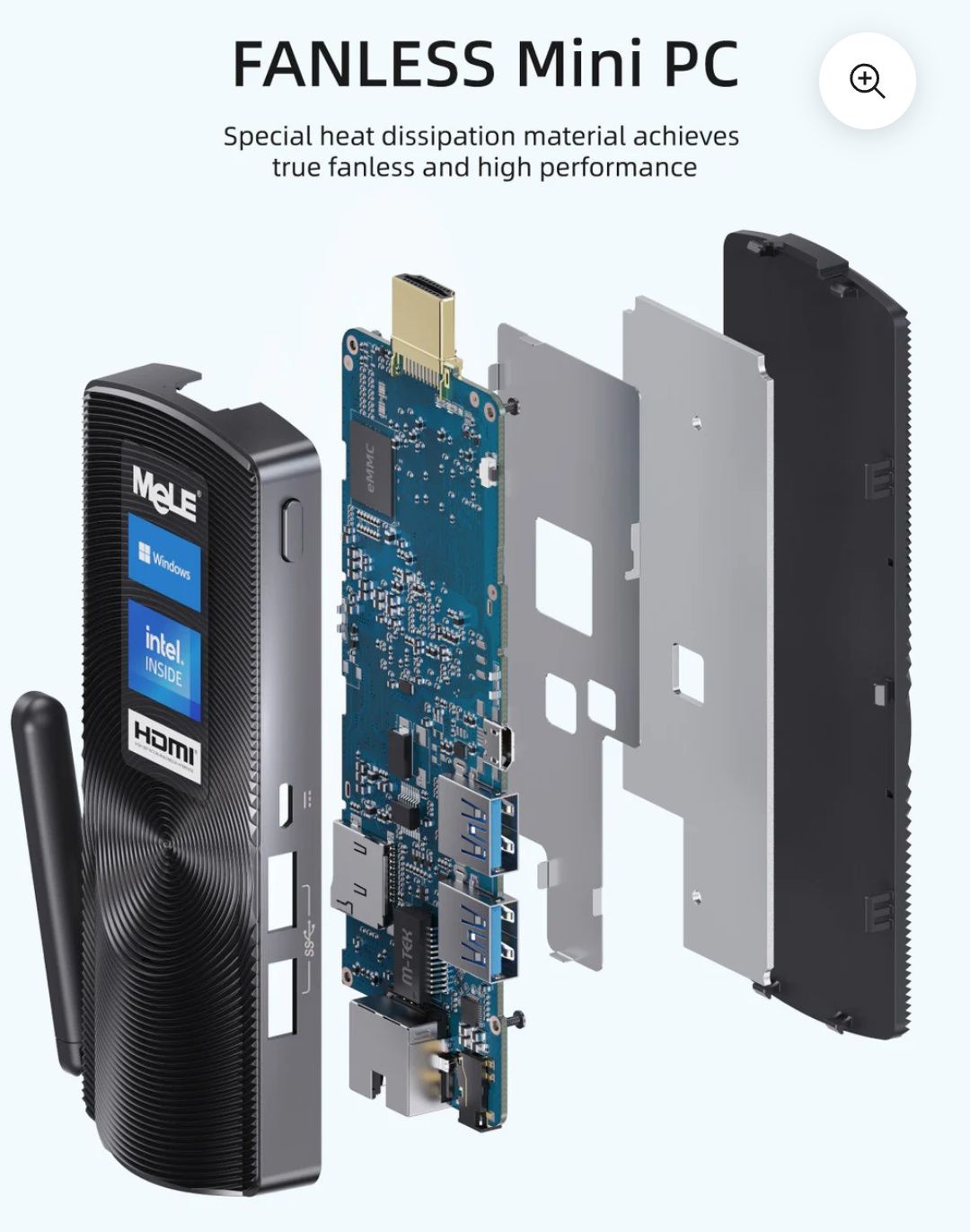 Мини пк Mele n4000 J4125 CPU 4-8gb 128-256 gb LAN WiFi HDMI Mini PC