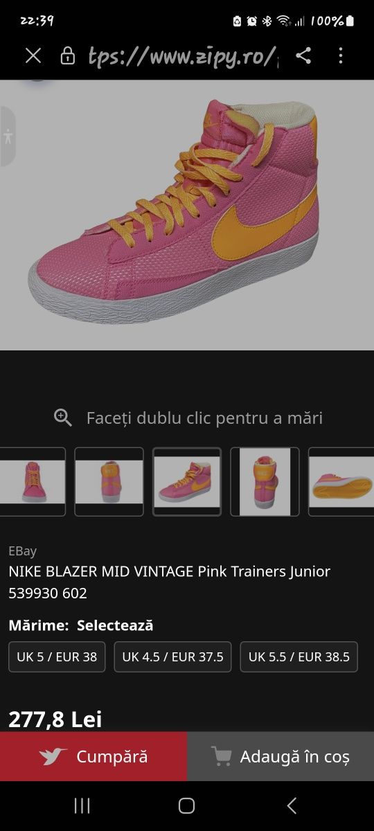 NIKE Blazer Mid Vintage Pink 35.5