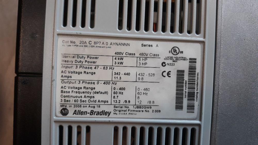 Честотен регулатор(инвертор) Allen-Bradley 4 кw400в Power Flex 70