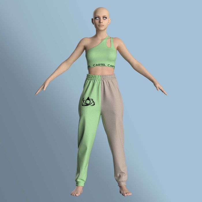 Bustieră sport + pantalon trening CARTEL - femei - 100% bumbac premium