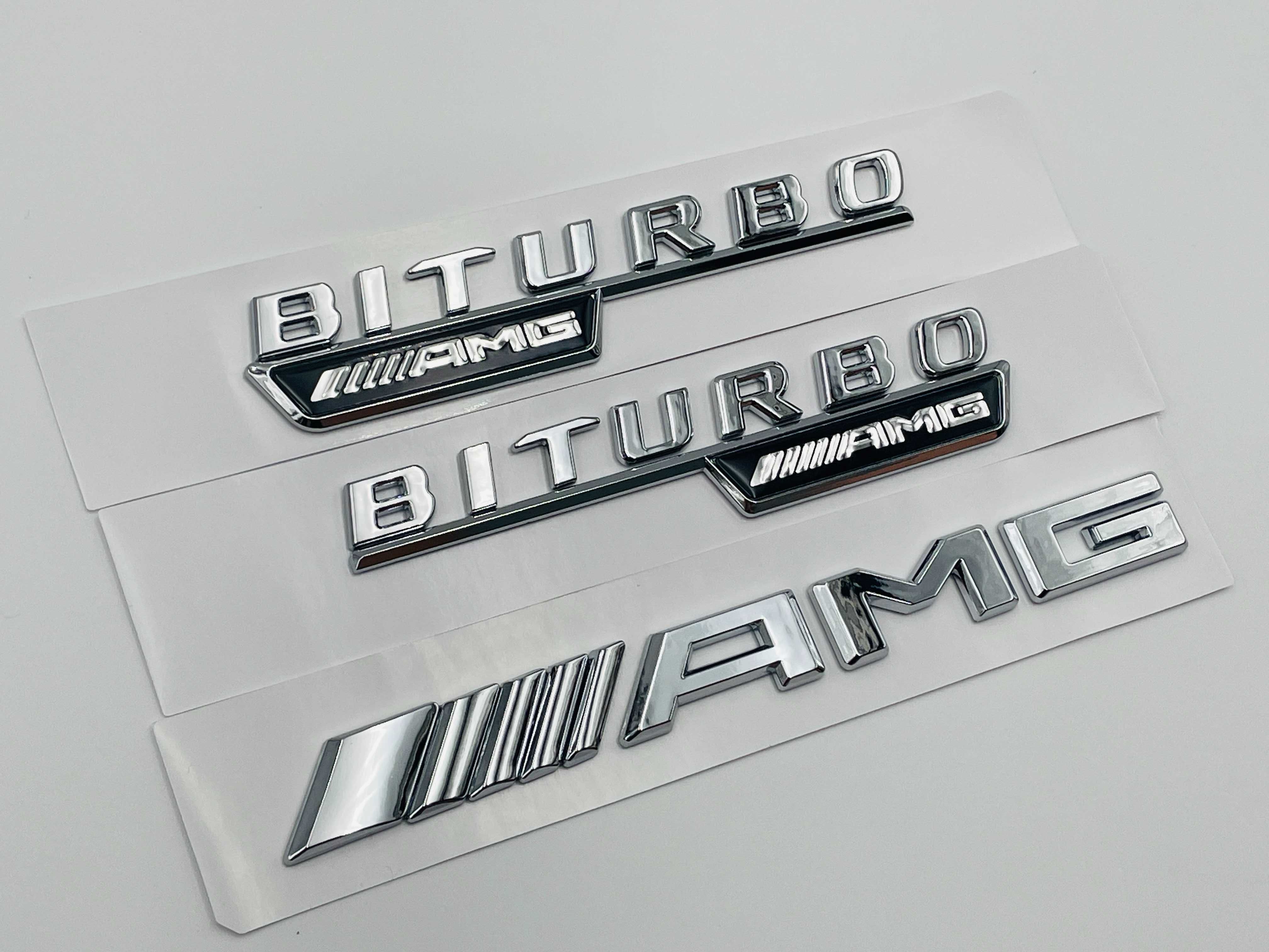 Set Embleme Compatibile Mercedes biturbo AMG crom
