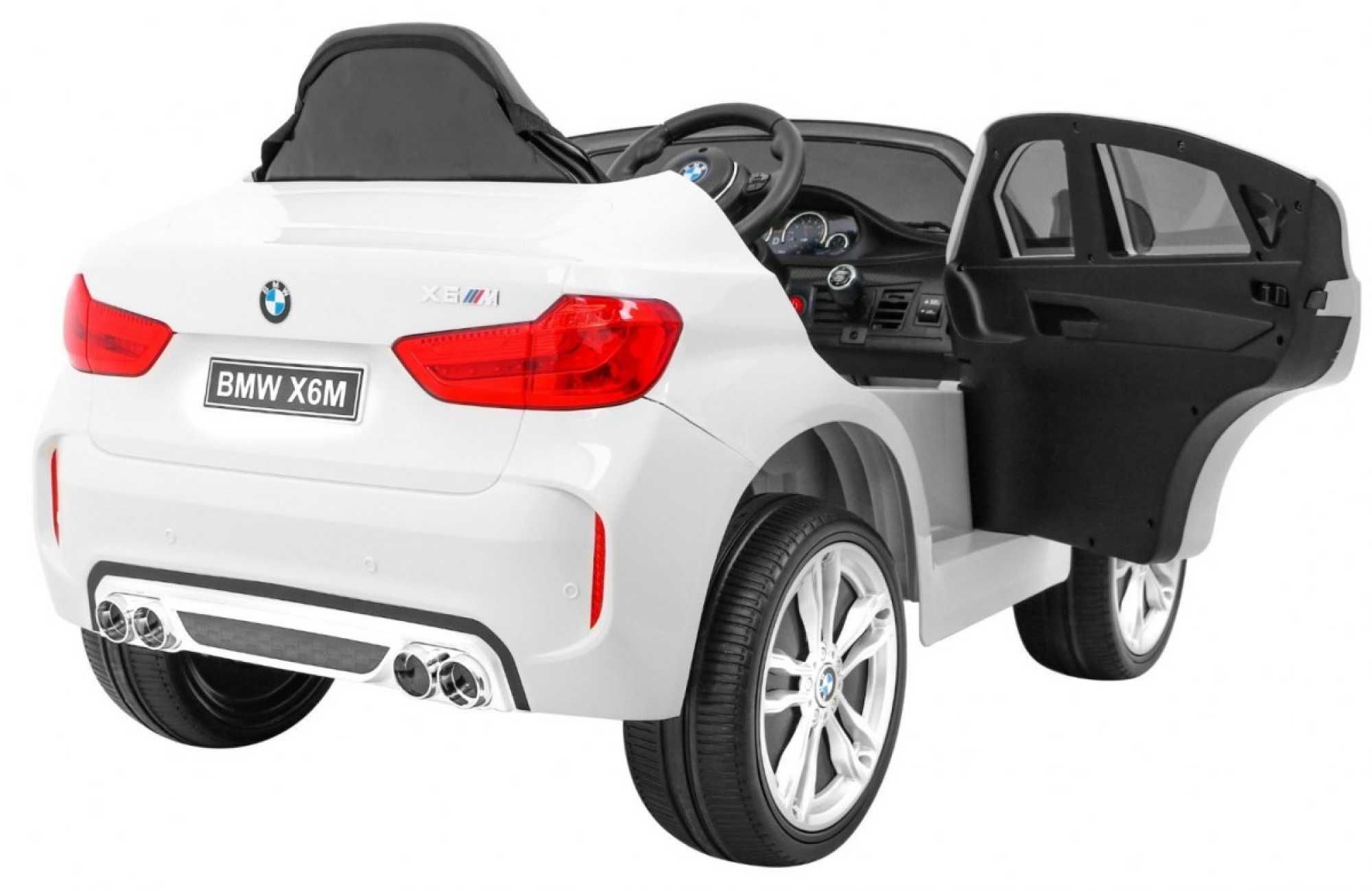 Masinuta electrica copii 1-6 ani BMW X6M Roti Moi,Scaun Piele  #Alb