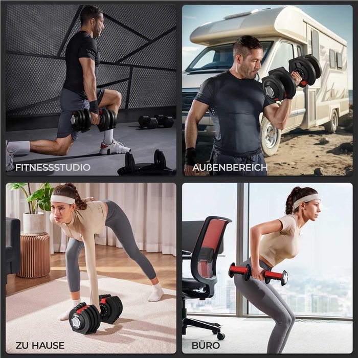 Gantera ajustabila 18 kg cu 12 trepte de greutate |R 614640 Black