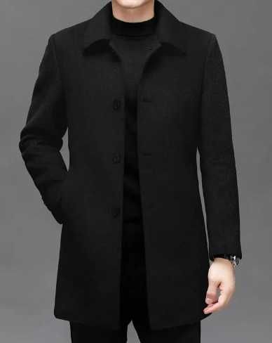 Palton trenci slim 52 XL premium Atelier Torino lana gri inchis