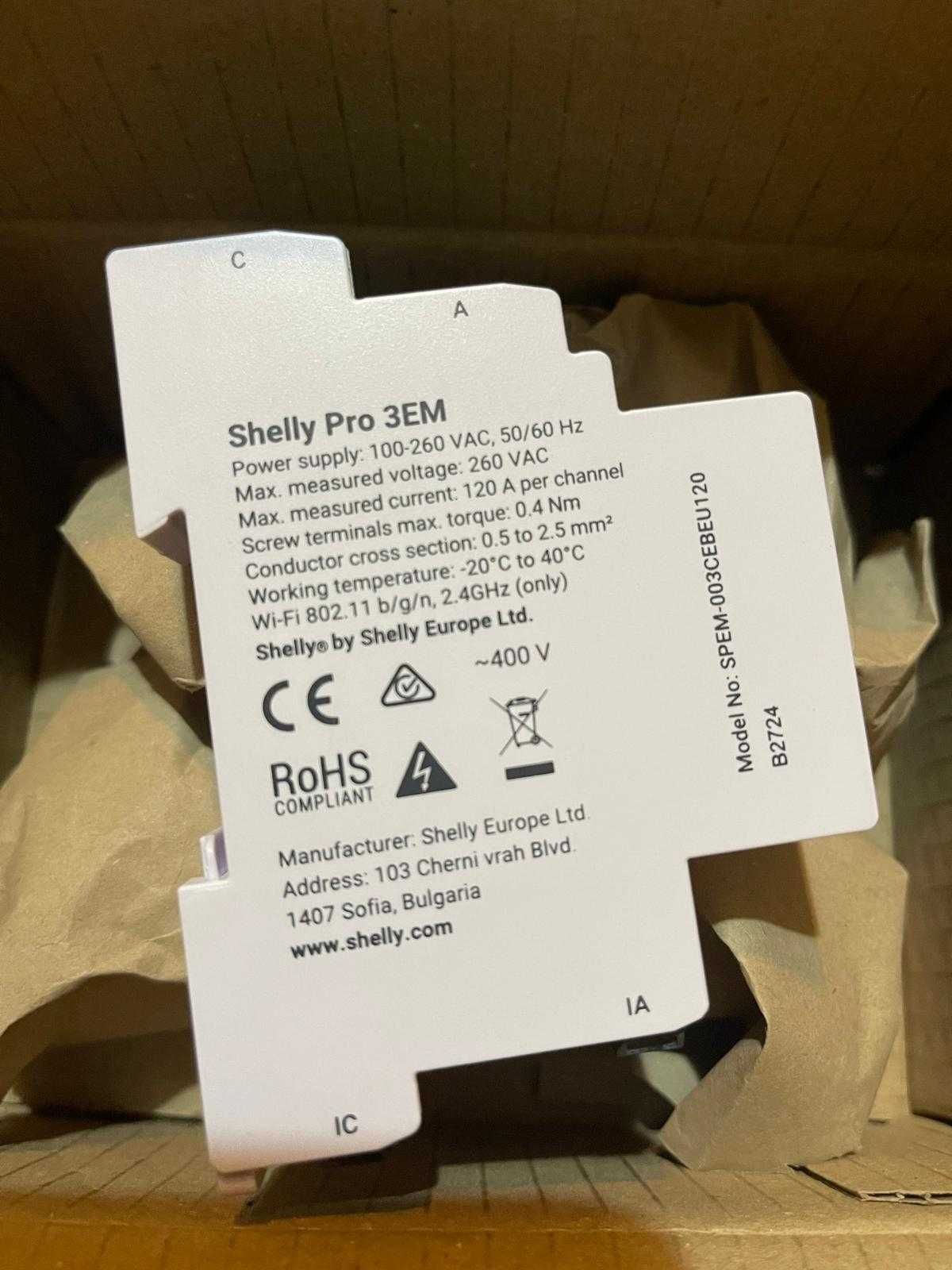 Releu inteligent Shelly Pro 3EM WLAN 3 x 120 A