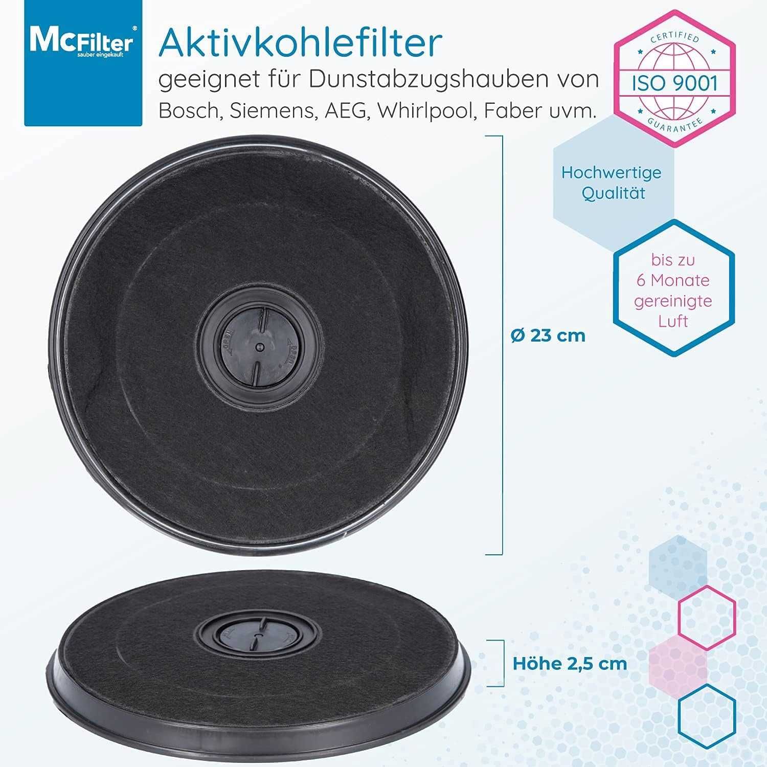 Filtru de cărbune activ McFilter pentru hota, diametru 230 mm