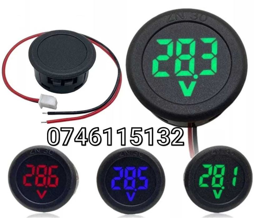 Voltmetru Auto Moto Tractor Camion Trotineta Scuter Electric 0-100V-T9