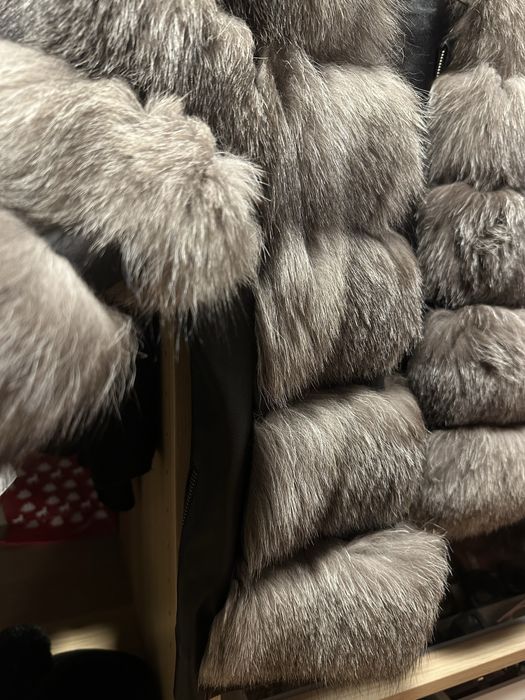 Blana de vulpe Gri cu maneci detasabile trei sferturi