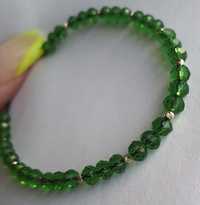 Bratara cu bilute din aur si cristale fatetate verde smarald