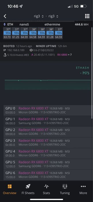 Мининг Риг 7 х 6800ХТ 445mh 800w СПЕШНО