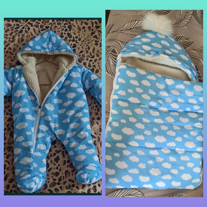 Детский зимний комбинезон кокон комплект 2 в 1 на выписку