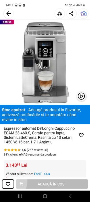 Aparat de cafea pe boabe